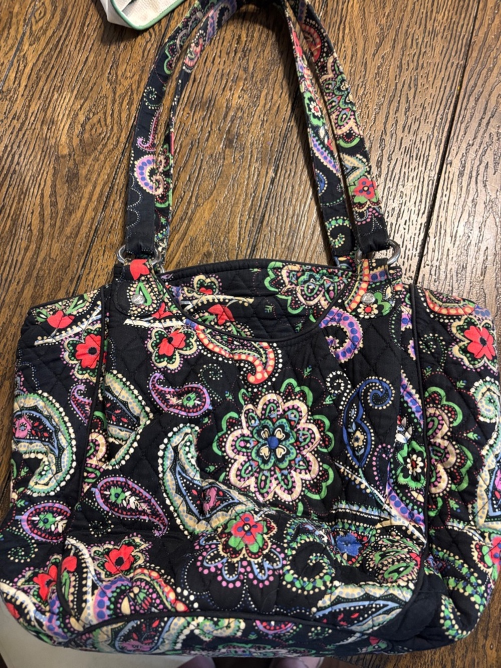 Vera Bradley Black Quilted Retired Black Paisley Tote
